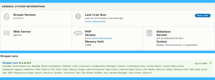 Drupal 9 system information